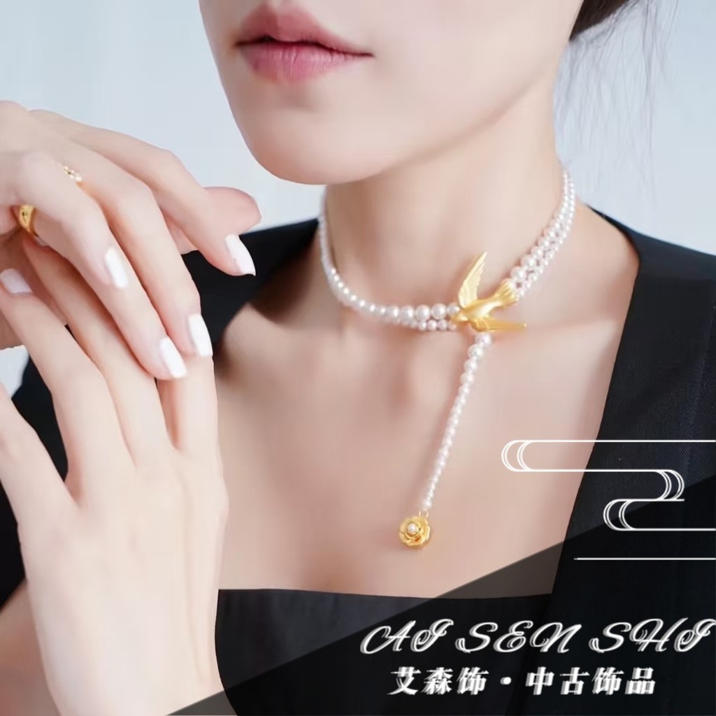 Vòng cổ mặt dây chuyền ngọc trai bồ câu hòa bình thời trang