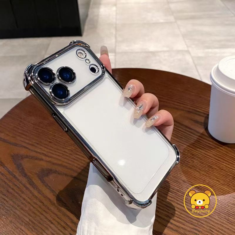Mạ bốn đầu trong suốt cho Redmi Note 15 Pro Plus Turbo 5 A7 Pro Xiaomi Poco X8 M8 Pro Max 5G 4G Ốp điện thoại mềm trong suốt Ốp lưng chống sốc