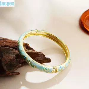 LACYES Lắc Tay Vintage Cloisonne, Hoa Rỗng Cổ Điển, Lắc Tay Dân Tộc Nữ, Trang Sức Tay