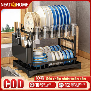 Giá để đồ nhà bếp giá đựng bát đĩa có khay thoát nước【Dễ dàng cài đặt】