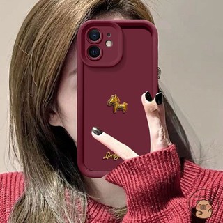 Dành Cho Xiaomi 17 15T 15 15s Pro Ultra Xiaomi17 Xiaomi15T Ốp Điện Thoại 2026 3D Stereo Vàng Ngựa May Mắn Rượu Vang Đỏ Tết Nguyên Đán Hoạt Hình Dễ Thương Chống Rơi Vỏ Mềm