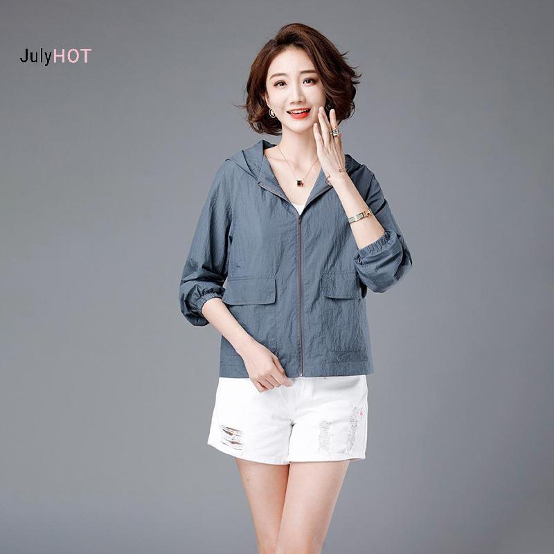 JULYHOT Nữ Chống Nắng Jaet Dài Tay Có Mũ Trùm Đầu Phù Hợp Với Áo Khoác Mỏng Thoáng Khí Massivedeals
