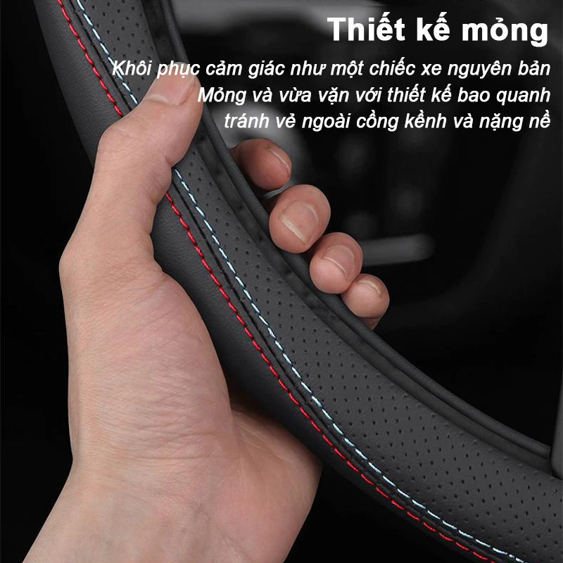 Bọc Vô Lăng Da Nappa Cao Cấp Thiết Kế 3D Thoáng Khí Chống Trượt, Phù Hợp Nhiều Dòng Xe Mitsubishi, Hyundai, KIA