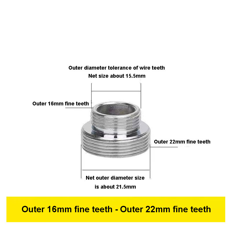 Bộ chuyển đổi vòi 22 Turn 16 18 20 22 24 26 28 mm Vòi răng mịn bên trong và bên ngoài 1 / 2 "3 / 4" Phụ kiện ren chuyển đổi