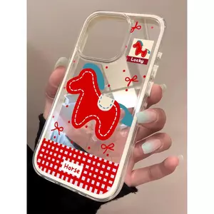Lễ hội Red Pony 3 trong 1 cho 17 16ProMax trường hợp điện thoại 15pro 14plus