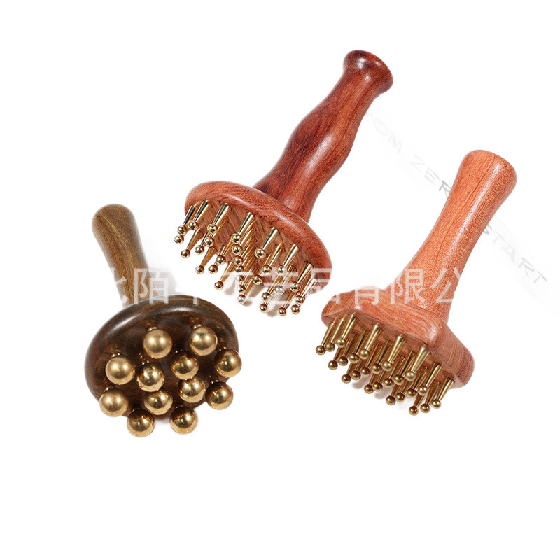 Lược Massage móng tay bằng đồng bằng gỗ hồng ngoại Brazil 28-Tooth Đầu kinh tuyến Lược gỗ nguyên khối năm tầng Bàn chải gỗ đàn hương Lược gia dụng Q2IB