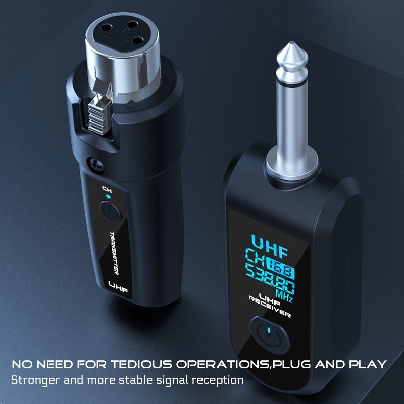 bộ thu phát tín hiệu không dây UHF cho micro điện thoại XLR dành cho đàn guitar cắm chơi với mixer âm thanh