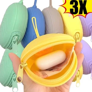3 Túi Đựng Tiền Xu Đa Năng - Di Động / Mini / Chống Thấm Nước - Dành Cho Núm Vú Giả, Đồ Ăn Nhẹ, Chìa Khóa, Son Môi - Túi Bảo Quản Silicon