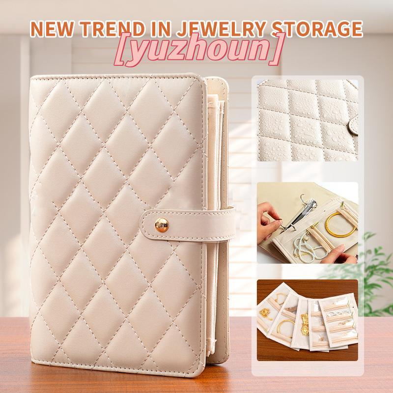 [yuzhoun] Sách lưu trữ trang sức bằng da PU Dây kéo Nhà thơ trong suốt Hộp đựng đồ trang sức Hộp đựng chất kết dính Nelace Sản phẩm trưng bày dành cho nữ