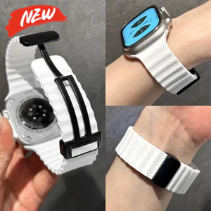Dây đeo silicon khóa từ tính cho Apple Watch Series11 / 10 46mm 42mm Ultra3 / 2 / 1 49mm 9 8 7 6 5 4 3 SE 45mm 44mm 40mm 41mm 38mm