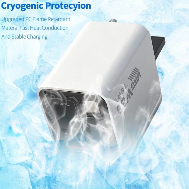 USB Type-C 3 trong 1 Bộ sạc nhanh GaN 65W đa cổng - Màn hình kỹ thuật số LED Đầu sạc đa năng