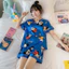 Bộ Đồ Ngủ Nữ Mùa Hè Ngắn Tay Quần Short Kích Thước Lớn Rời Băng Lụa Cổ Chữ V Hoạt Hình Dễ Thương Rời Loungewear Phù Hợp Với