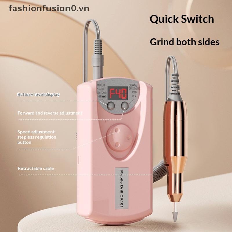 [FHF] Máy khoan móng tay Pro Máy tiện phay móng tay có thể sạc lại Nail Art Máy đánh bóng điện với 6 đầu đánh bóng MỚI