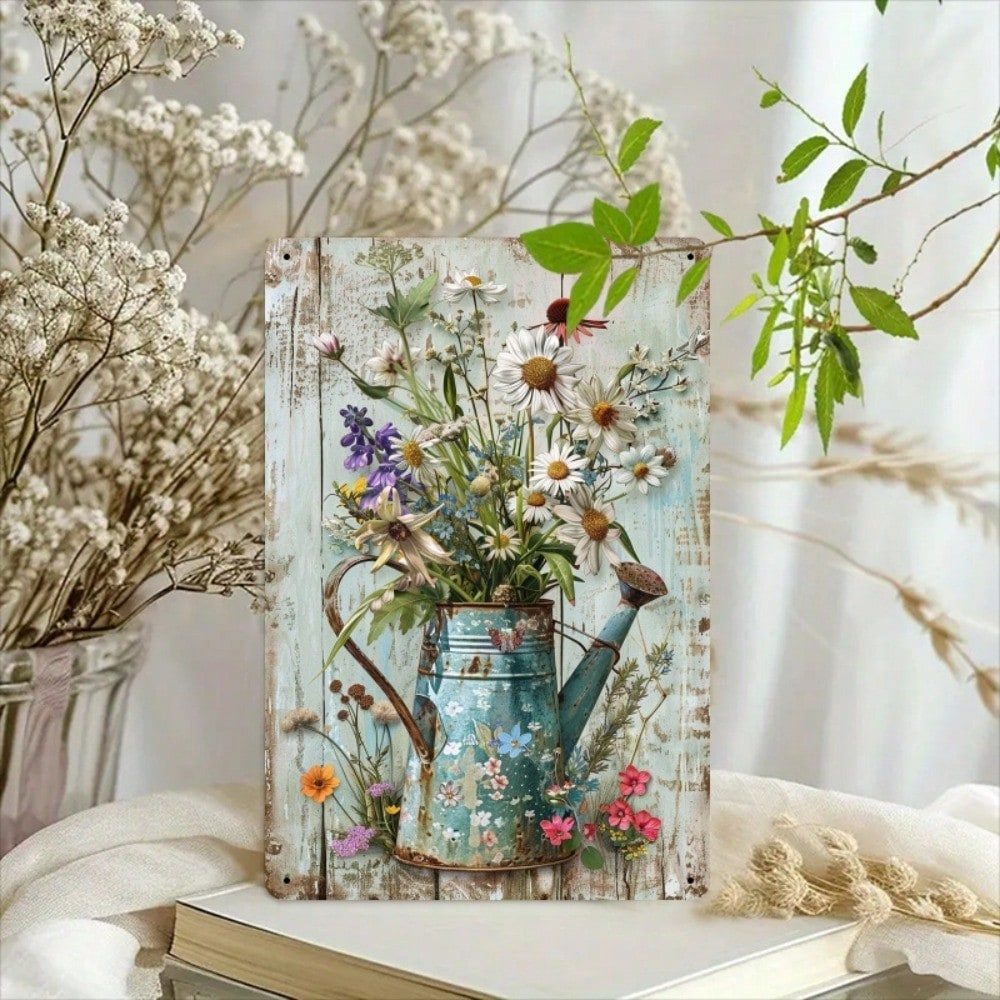 CIFbuy Vintage Farmhouse Kim Loại Trang Trí Tường Xanh Tưới Cây Có Thể Thiết Kế Hoa Mộc Mạc Trong Nhà Ngoài Trời Treo Nghệ Thuật