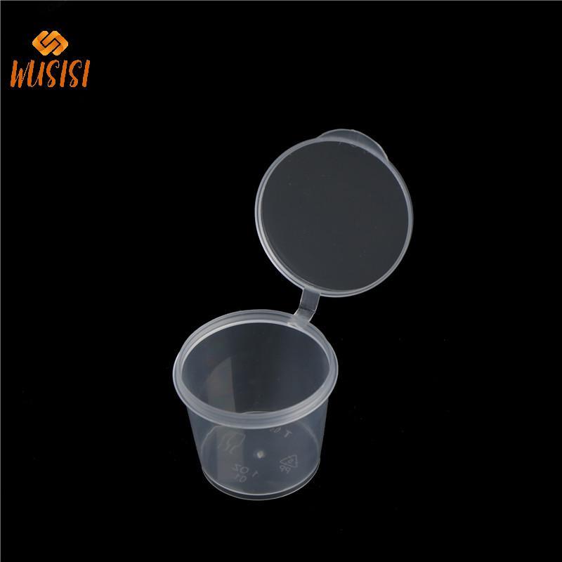[WUSISI] 100 Chiếc Cốc Nước Sốt Dùng Một Lần Bằng Nhựa Nhỏ Bảo Quản Thực Phẩm Hộp & Nắp Trong Suốt MỚI