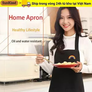 Tạp dề SUNKISSD, Khăn lau nhà bếp chống thấm nước PVC, có thể lau tay không tay Nail Art Cafe Workwear