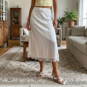 Váy Midi Satin viền ren thanh lịch, phù hợp cho tiệc đi biển