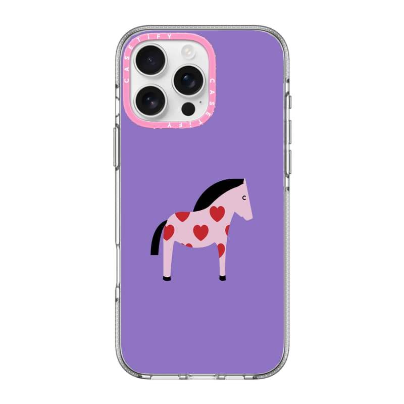 CASECASE X Nền Tím Đỏ Trái Tim Ngựa Ốp Lưng Điện Thoại HỒNG CAMERA RING PHIÊN BẢN Tác Động Trong Suốt Hút Từ Tính Cho IPhone 17 / 16 / 15 / 14 / 13 Pro Max Air Với Bao Bì Cao Cấp