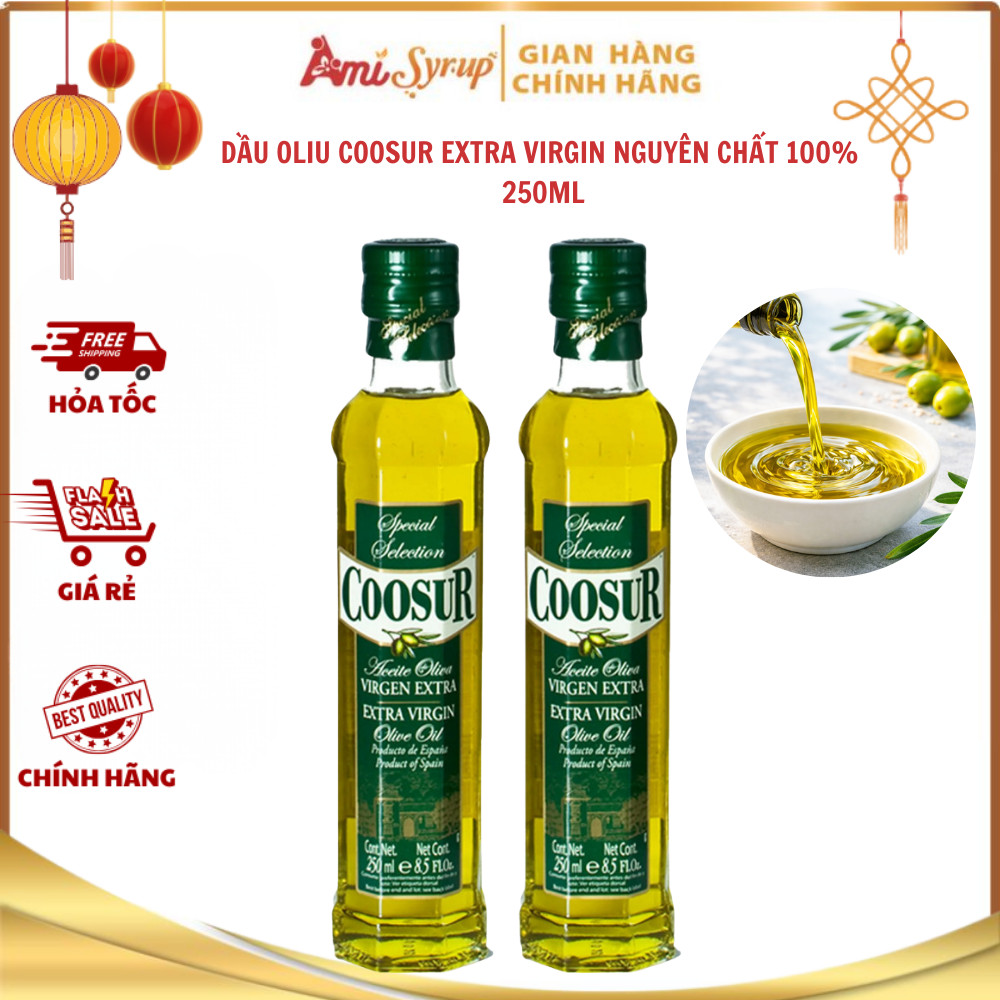 Dầu Oliu Coosur Extra Virgin Nguyên Chất 250ml, Dầu Olive Nhập Khẩu Cao Cấp, Giữ Trọn Hương Vị Dinh Dưỡng