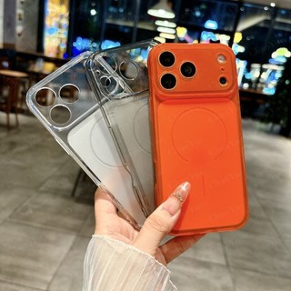 Sang Trọng Đơn Giản Soild Color Matte Crystal Sạc Không Dây Từ Tính Trong Suốt Tương Thích Cho IPhone 17 16 15 14 13 12 11 Pro Max Plus Không Khí Chống Sốc Trong Suốt Chống Rơi Linh Hoạt