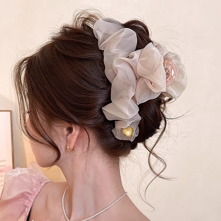 Kẹp Tóc Cá Mập Cỡ Lớn Voan Xếp Ly Thanh Lịch Cho Nữ, Dễ Phối Đồ