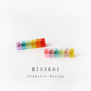 MISMEMO Ngọt Dopamine Trong Suốt Gấu Kẹp Tóc ins Cô Gái Màu Trái Tim Kẹo Gấu Mỏ Vịt Kẹp Thạch Kẹp Tóc Bên Kẹp