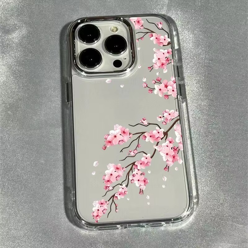 Ốp điện thoại họa tiết hoa mận sang trọng cho iPhone 17 15 16 14 13 12 11 Pro Max Air XS X XR 16e 7 8 Plus SE2 Vỏ trong suốt