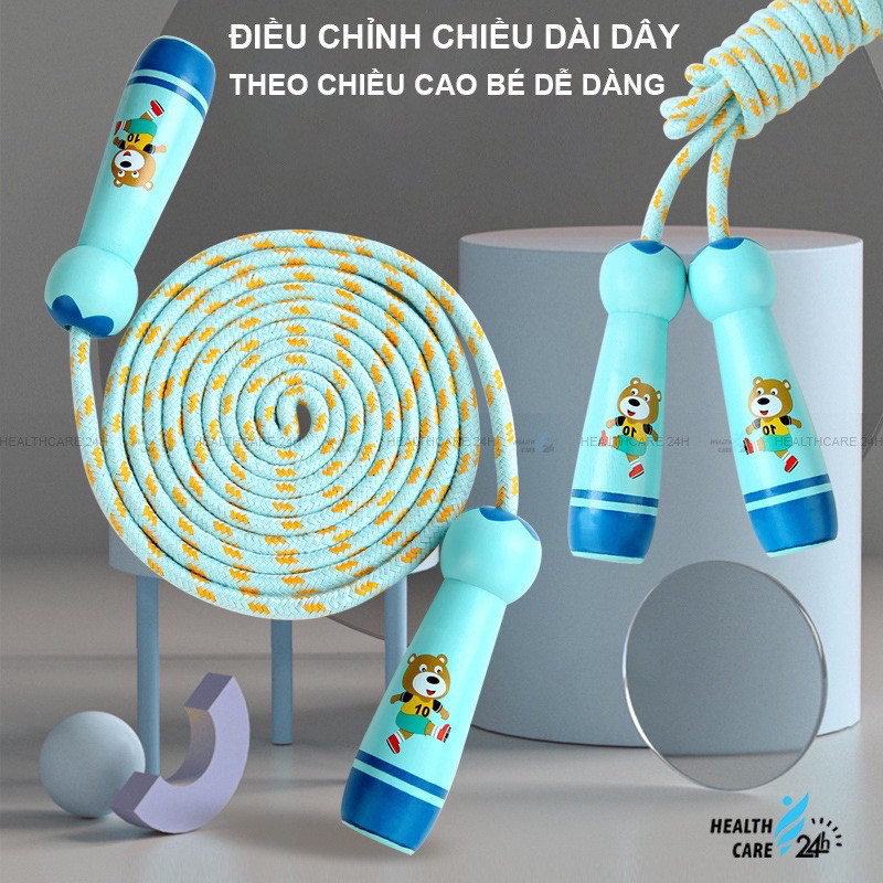 Dây Nhảy Thể Dục Cho Bé Cán Gỗ- Dây Nhảy Thể Dục Nhiều Màu Hoạt Hình cho bé - Dây Nhảy Giảm Cân Cho Trẻ Em, Bé Trai/Gái