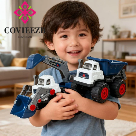 COVIEEZB Đồ chơi xe kỹ thuật trẻ em, Đồ chơi ABS Xe máy xúc Đồ chơi xe tải vui nhộn Đồ chơi cổ điển Đồ chơi bán tải Đồ chơi máy ủi lớn Đồ chơi cha mẹ và con cái