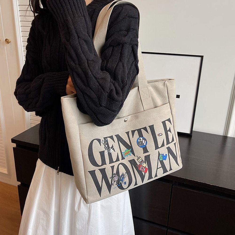 Túi Tote LEOTA Gentlewoman, Túi Đeo Vai Vải Thương Hiệu Thời Trang GM Thái Lan, In Hình Thường Dung Tích Lớn