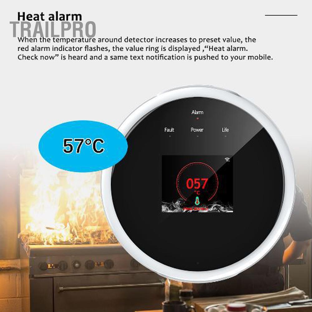TrailPro Tuya Wifi Tự Nhiên Cảm Biến Khí Gas Máy Dò Báo Động Khí Dễ Cháy Thông Minh Gia Đình Cảm Biến Rò Rỉ Gas Tương Thích Với Amazon Alexa Assistant