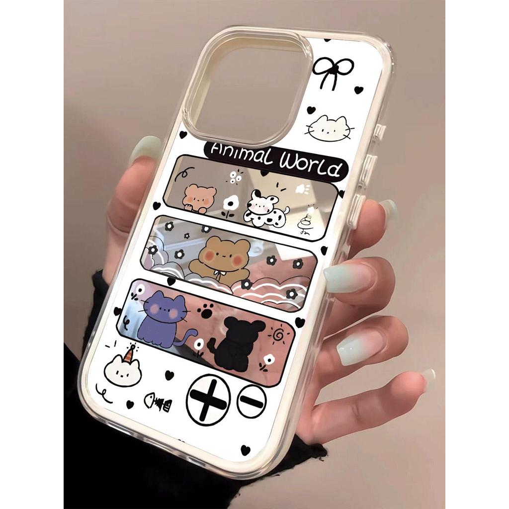Animal World Graph cho 16 trường hợp iPhone 17Air 3 trong 1 bezel 14 13 11Pro