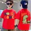 thoải mái size phù hợp 1 in hình khủng long 90-150cm 3-14 tuổi Áo thun nam tăng 1 Form nhỏ