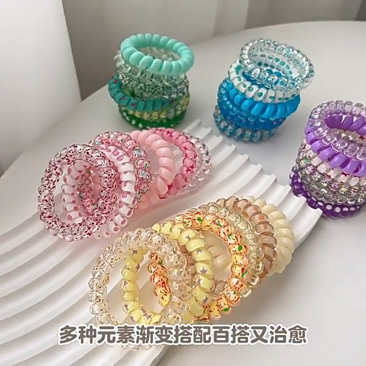 Set 6 chun cột tóc lò xò co giãn màu pastel siêu xinh, set lò xo cho nữ phong cách dễ thương Hàn Quốc