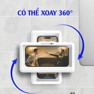 【Hỷ】Bộ sản phẩm hộp điện thoại nhà tắm gồm hộp xoay 360 độ và 2 móc dính, tiết kiệm không gian, lắp đặt nhanh.