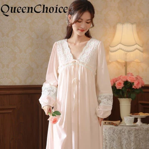 Phụ Nữ Cotton Ren Công Chúa Bộ Đồ Ngủ Váy Ngủ Nữ Cổ Chữ V Váy Ngủ Đồ Ngủ
