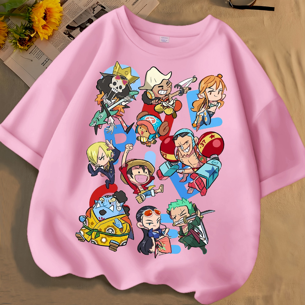 One Piece Chopper Hoạt Hình Trẻ Em Áo Anime Dễ Thương In Đồ Họa Thường Ngày Trang Phục Trường Học Mùa Hè