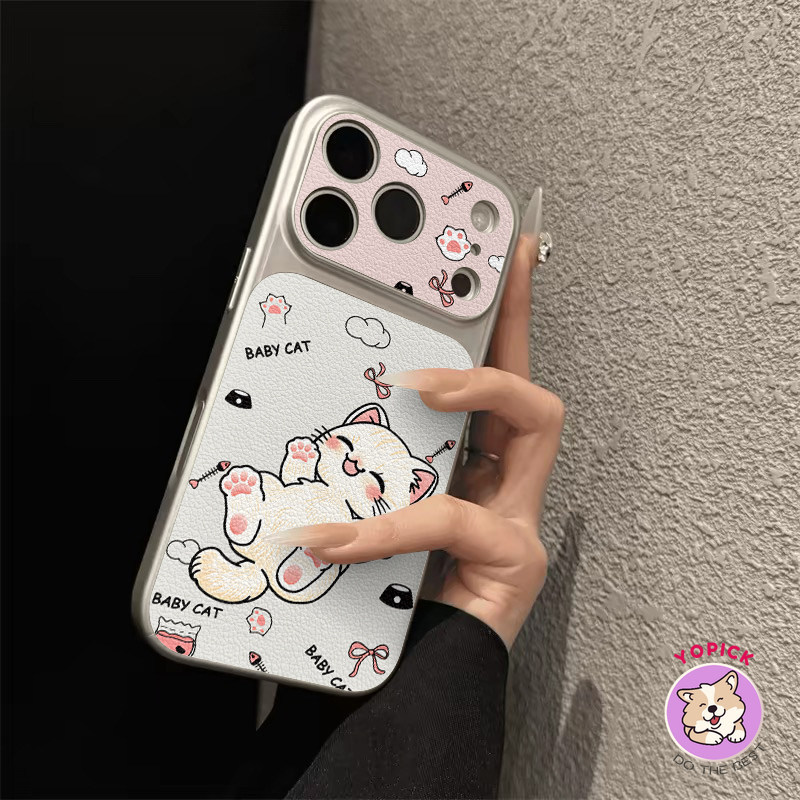 Ốp điện thoại hình mèo dễ thương Iphone 17 Pro Max 16 15 Pro Max 14 13 12 11 X XR Xsmax 7Plus bao da chống rơi KNTP