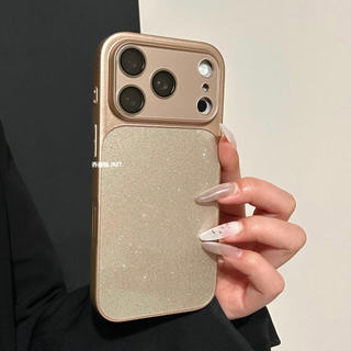 Phim Bảo Vệ Ống Kính Hàn Quốc Bột Lấp Lánh Mạ Điện Màu Cam Ốp Lưng Điện Thoại iPhone 17Promax 17Pro 13 14 15 16 Pro Max Vỏ Di Động Nữ Chống Sốc