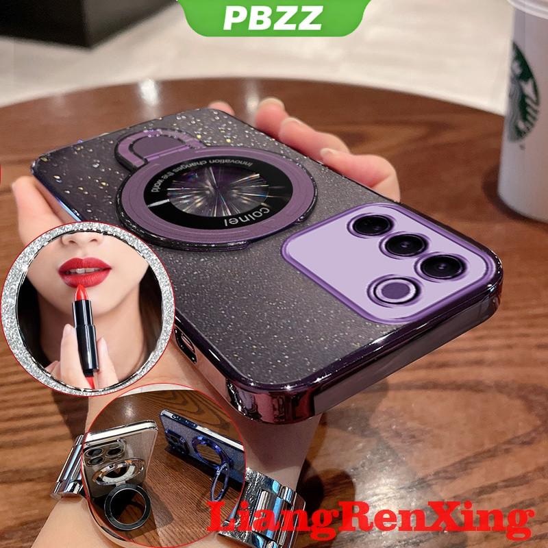 Ốp Lưng Cho VIVO V27 5g VIVO V27E VIVO V27 PRO VIVO Y100 2023 Vỏ Điện Thoại 5g Vỏ Mềm Silicon Chống Sốc Thiết Kế Mới Gương Mỹ Phẩm Thẩm Mỹ Trong Suốt Có Giá Đỡ SFSHZJ01