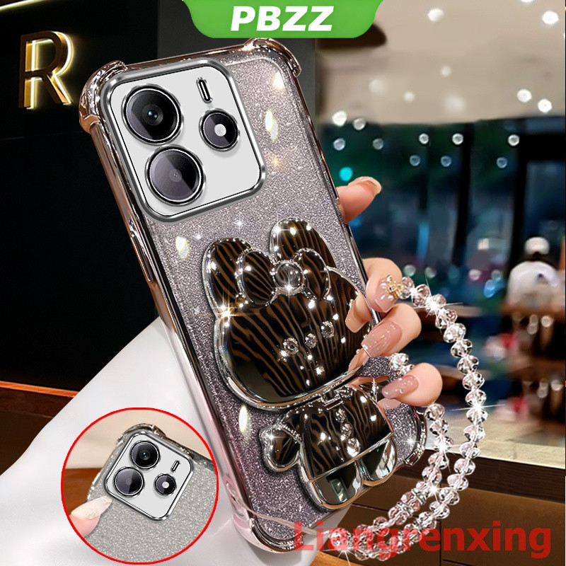 FOR ốp lưng Ốp điện thoại cho Redmi Note 14 Pro 5G, Redmi Note 14 4G 2024, vỏ điện thoại mềm chống sốc, thiết kế mới, gương trang điểm thỏ có giá đỡ, dây đeo SJSFTUZJ02