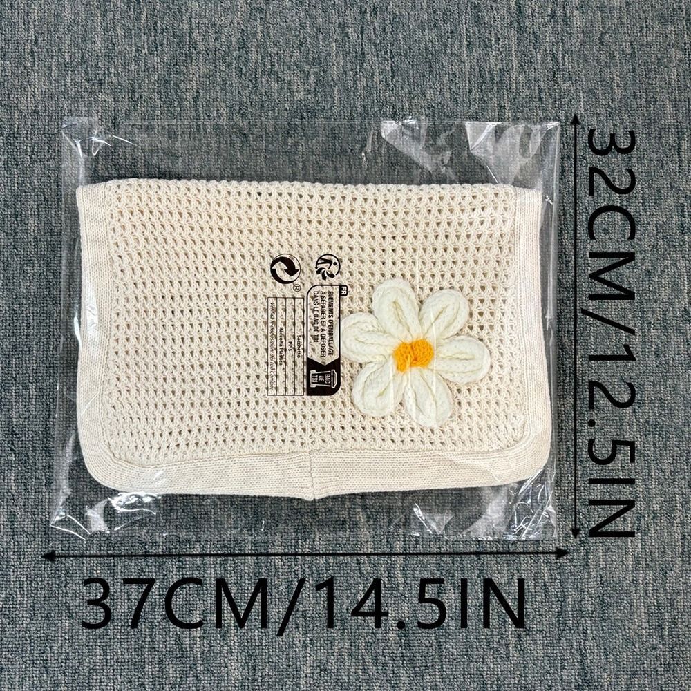 Túi Tote HOBBYIN, Túi xách đi biển rỗng dung tích lớn, Túi mua sắm hoa Kaki màu be phong cách lười biếng hợp thời trang mùa hè