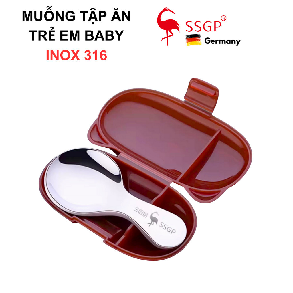 Thìa ăn dặm BABY inox 316L SSGP - Thìa tập ăn Muỗng tập ăn cho bé Muỗng ăn dặm Muỗng cho bé tập ăn
