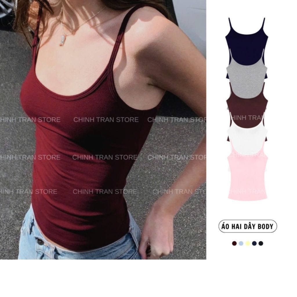 [TẶNG CỘT TÓC] Áo Hai Dây Nữ Basic Ôm Body Chất Thun Cotton Co Giãn Mềm Mỏng Nhiều Màu - B33 -Sam Botique