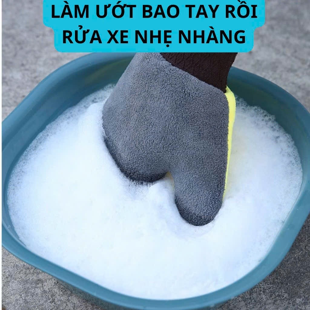 Bao Tay Rửa Xe, Găng Tay Lông Mềm Mịn Chuyên Dùng Rửa Xe Ô Tô Xe Máy, BTRX01