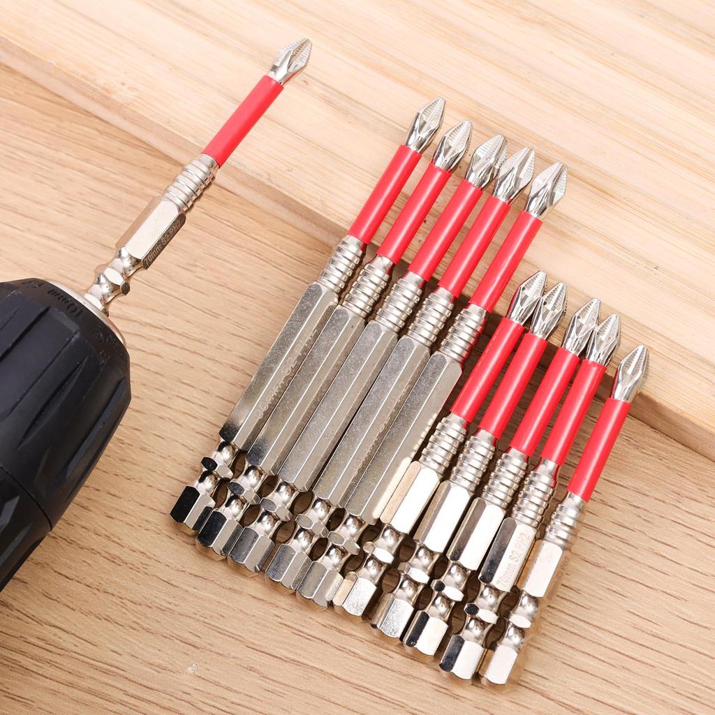 Cổ Điển Thiết Thực 25-150mm Từ Tính Chống Mài Mòn Máy Khoan Điện Vít Tác Động Bits- Thép Hợp Kim S2 Cường Độ Cao Chống Trơn Trượt Mũi Tua Vít Răng Ráp