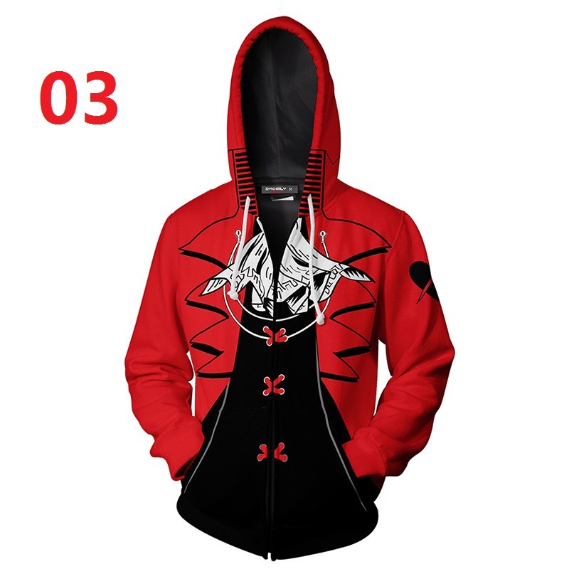 Áo khoác Persona 5 unisex với dây kéo và họa tiết in kỹ thuật số