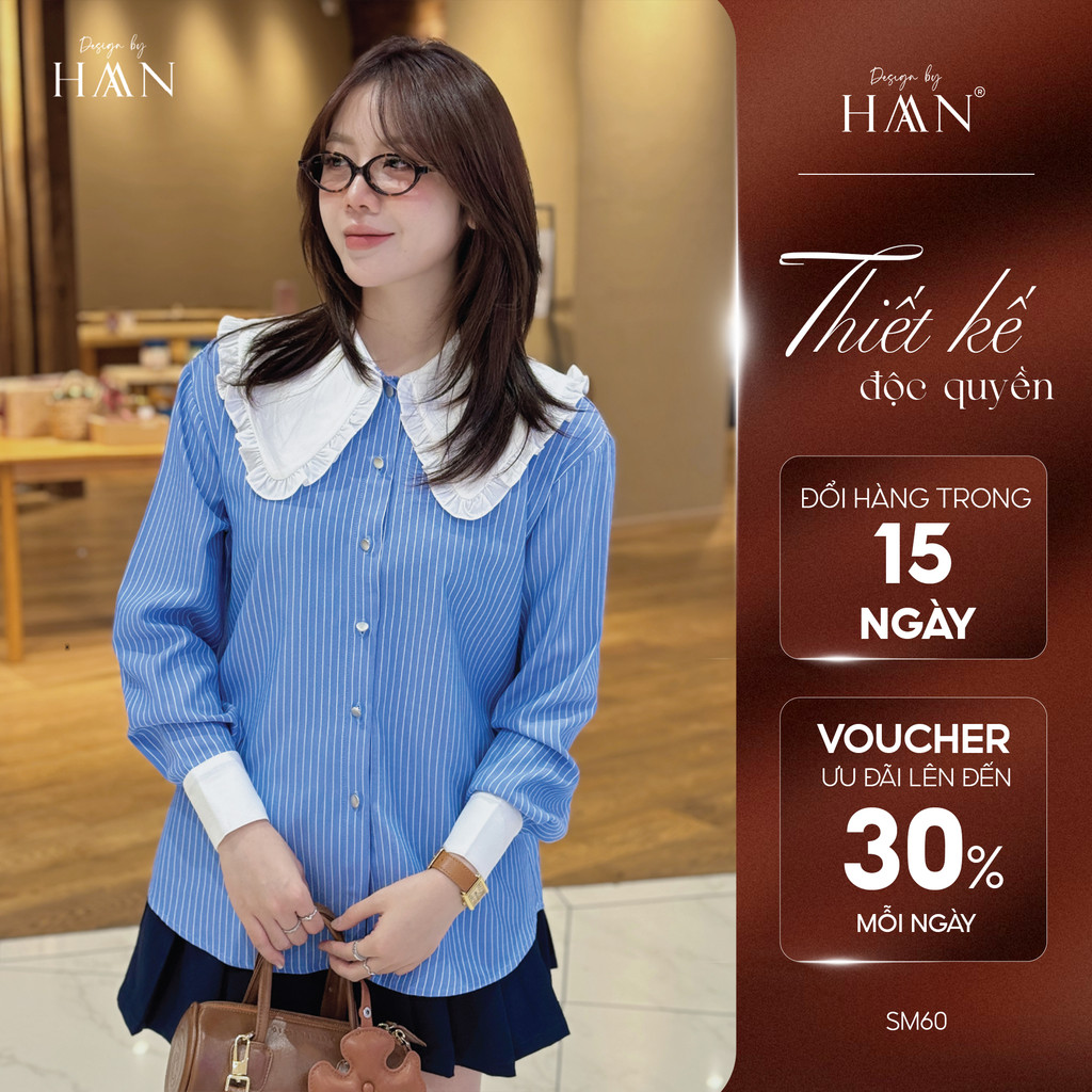 Áo Sơ Mi Nữ Thiết Kế Dài Tay Cổ Bẻ Phối Màu Trẻ Trung Nữ Tính Chất Thô Hàn Mềm Mát Form To SM60