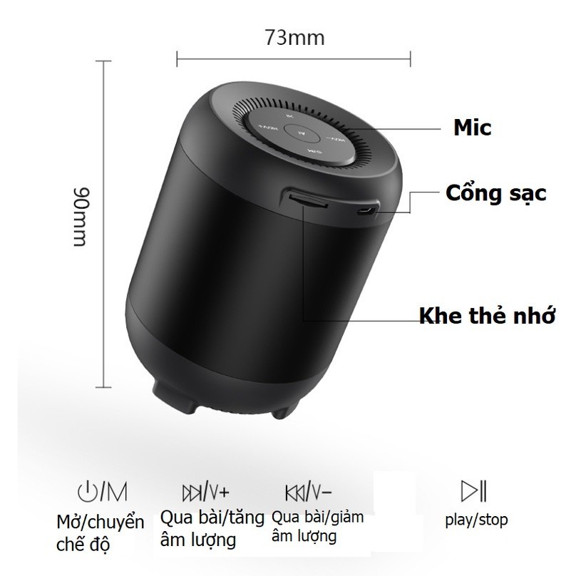 𝐓𝐞𝐜𝐡 𝐒𝐭𝐨𝐫𝐞 Loa Bluetooth Q33 Mini Không Dây HiFi Siêu Bass Bluetooth 5.0 Hỗ Trợ Thẻ Nhớ 32GB