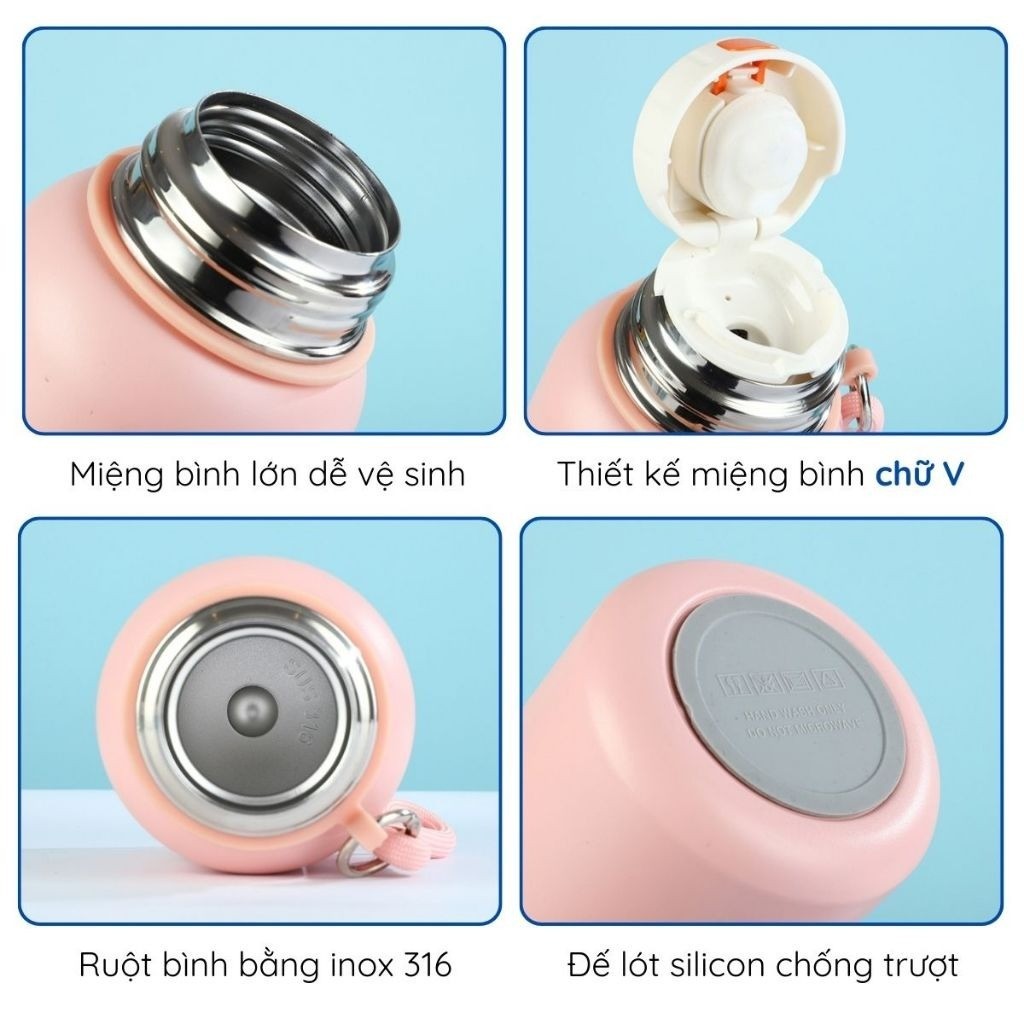Bình giữ nhiệt Thermal Cup, bình nước giữ nhiệt mini dung tích 450ml bằng inox 316 an toàn